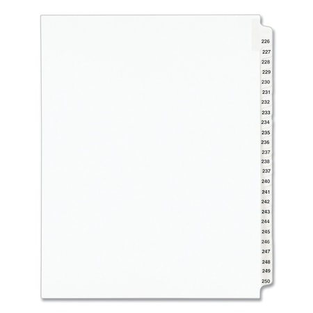 Avery Dennison Numerical Index Tab, Side 226-250, White, Pk25 01339
